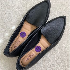 Black leather loafers